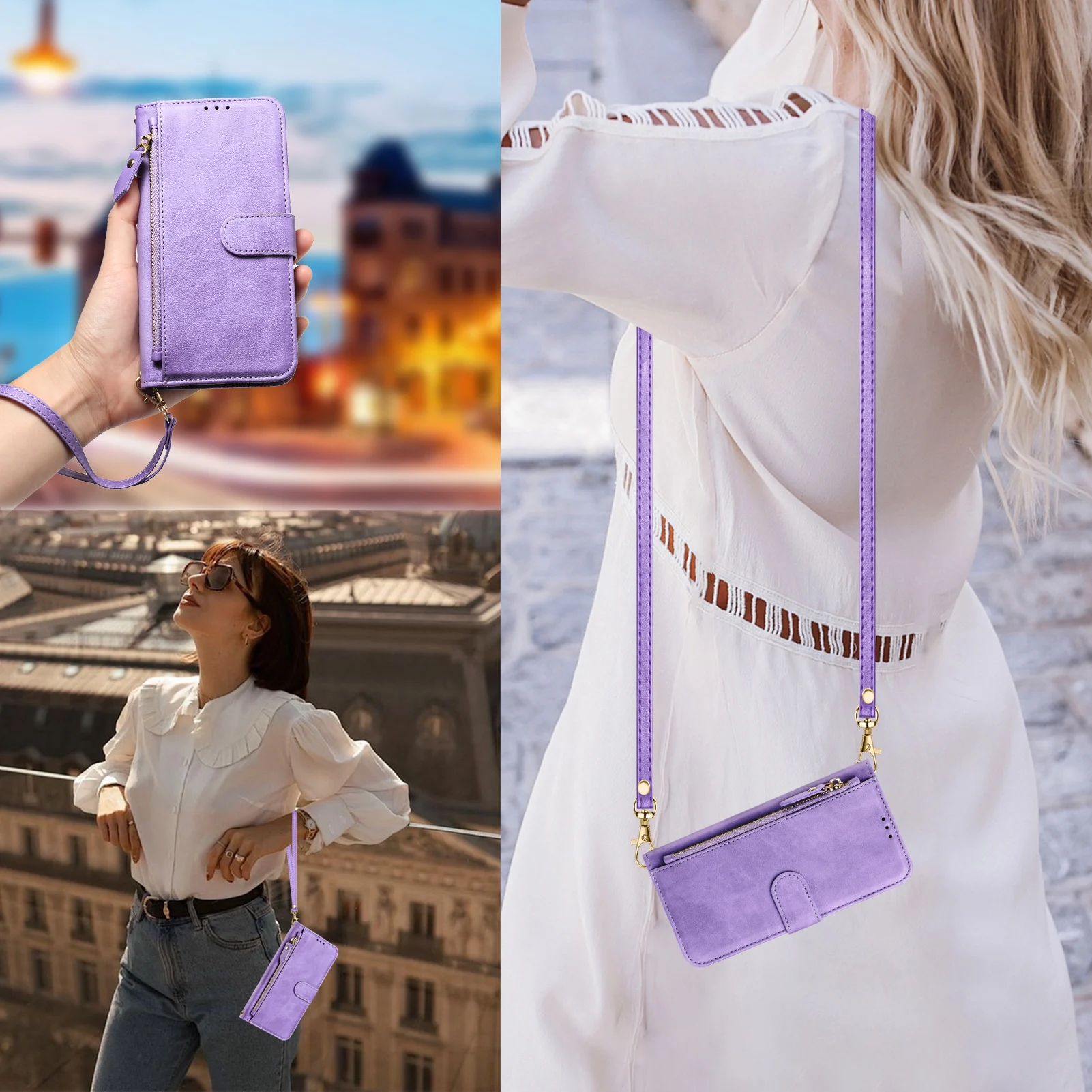 Leather Card Wallet - Funda de cuero tipo cartera para