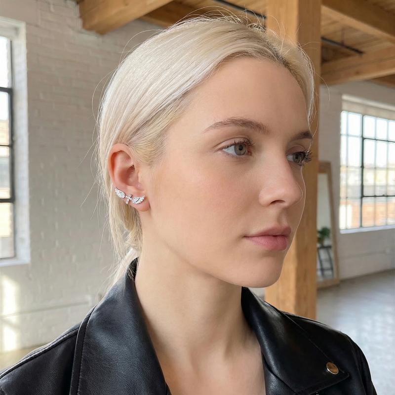 Luxury Lifestyle Gifts - Pendientes de Cruz con Alas de