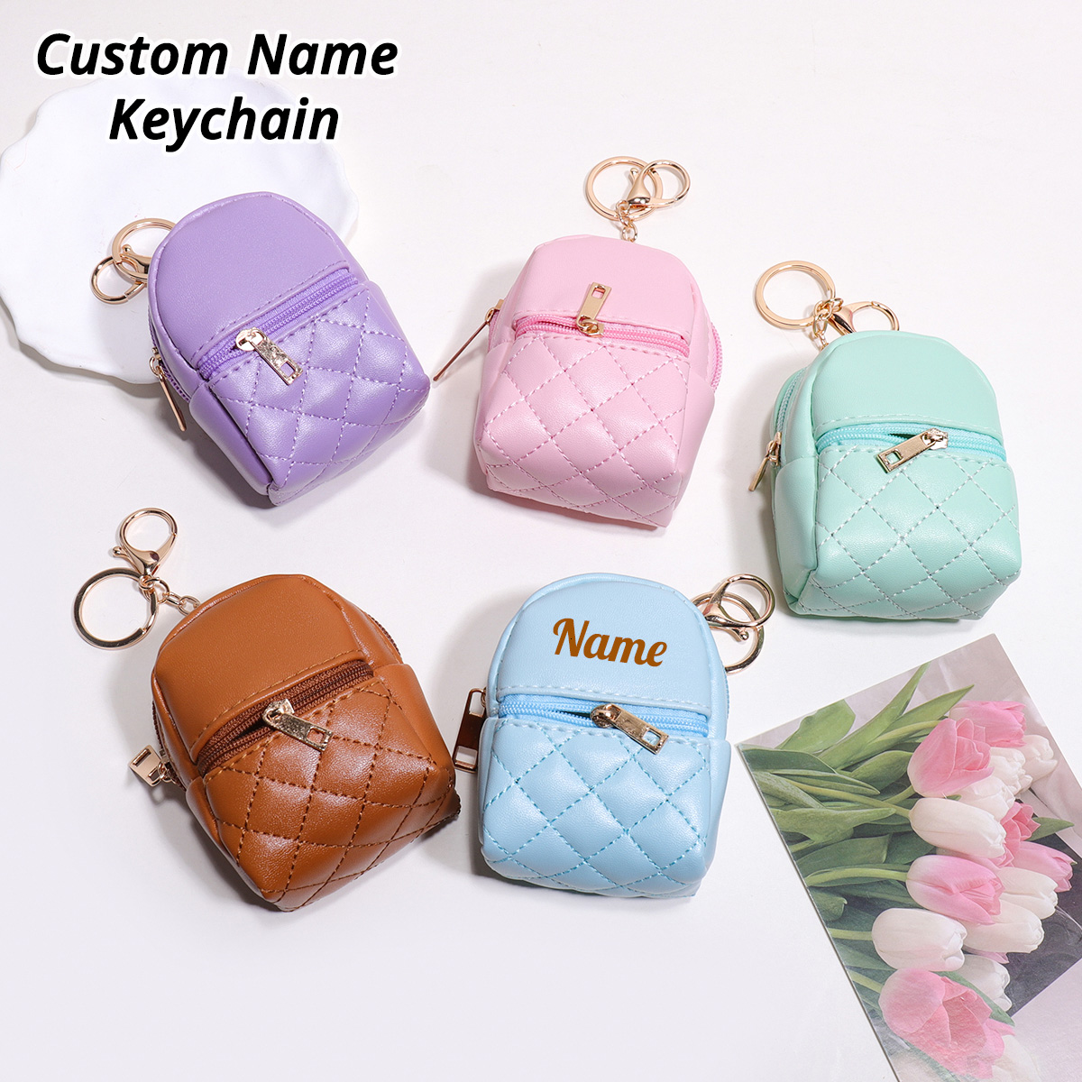 Leather Card Wallet - Mini Monedero con Nombre Personalizado, Bolsa
